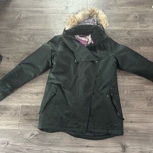 Women’s Faux-Fur Trim Hooded Forrest Green West 49 Winter Coat